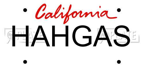 HAHGAS California License Plate