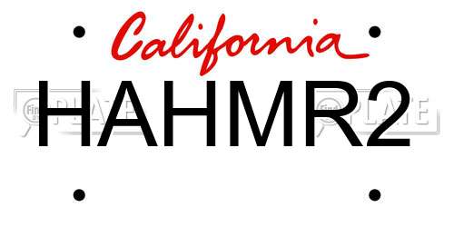 HAHMR2 California License Plate