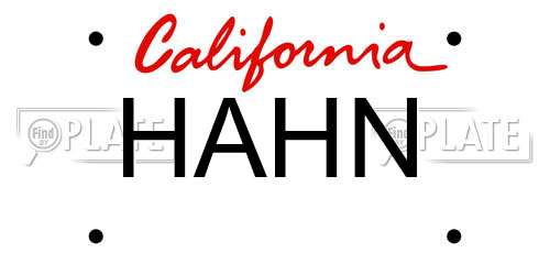 HAHN California License Plate