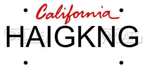 HAIGKNG California License Plate