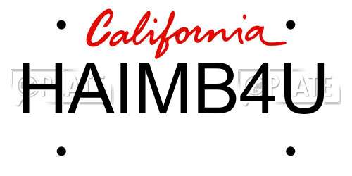 HAIMB4U California License Plate