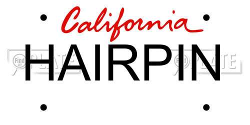HAIRPIN California License Plate