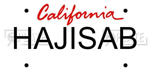 HAJISAB California License Plate