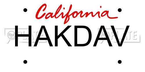 HAKDAV California License Plate