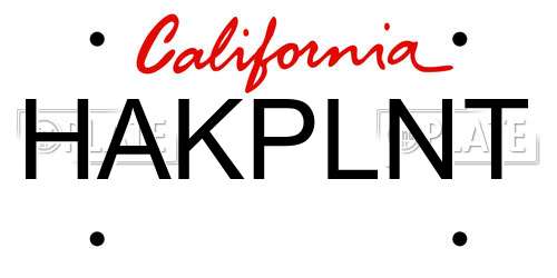 HAKPLNT California License Plate