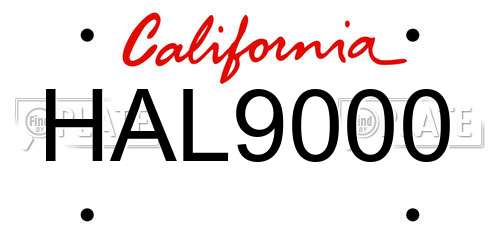 HAL9000 California License Plate