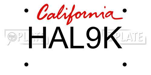 HAL9K California License Plate