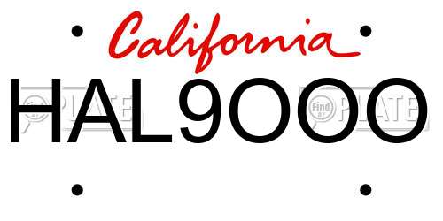 HAL9OOO California License Plate