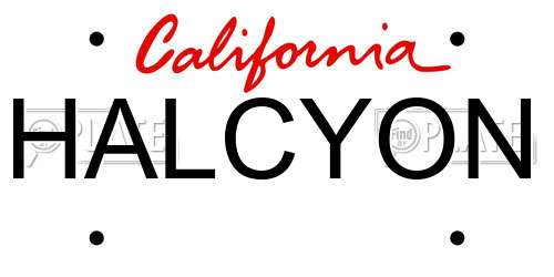 HALCYON California License Plate