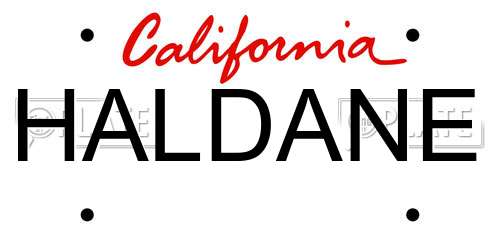 HALDANE California License Plate