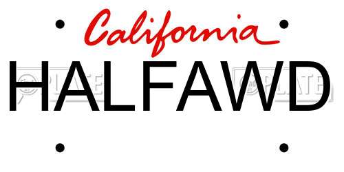 HALFAWD California License Plate