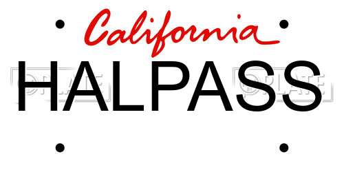 HALPASS California License Plate