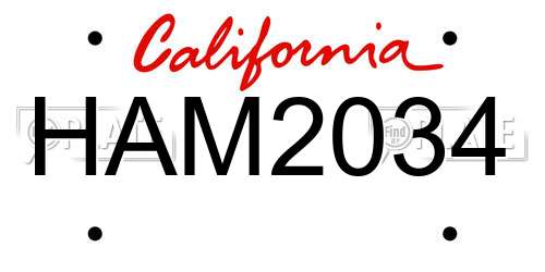 HAM2034 California License Plate