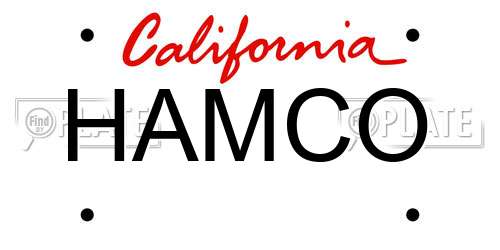 HAMCO California License Plate