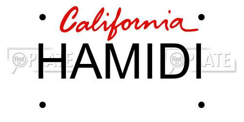 HAMIDI California License Plate
