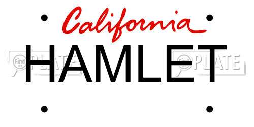 HAMLET California License Plate
