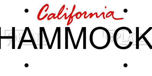 HAMMOCK California License Plate