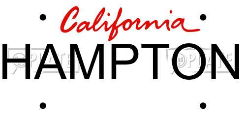 HAMPTON California License Plate