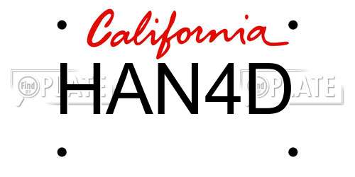HAN4D California License Plate