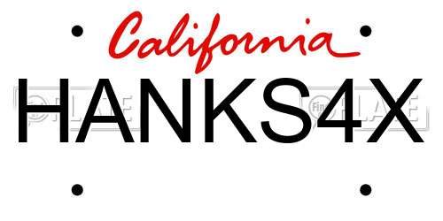 HANKS4X California License Plate