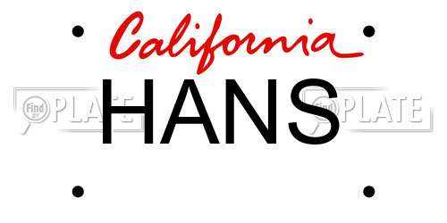HANS California License Plate