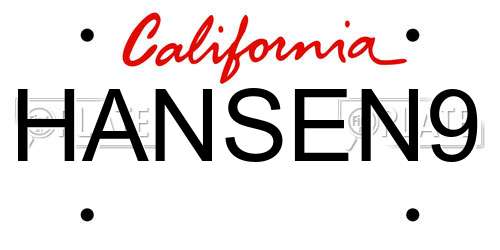 HANSEN9 California License Plate