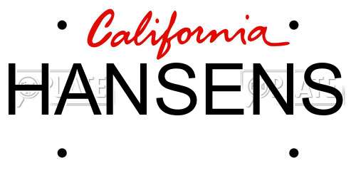 HANSENS California License Plate