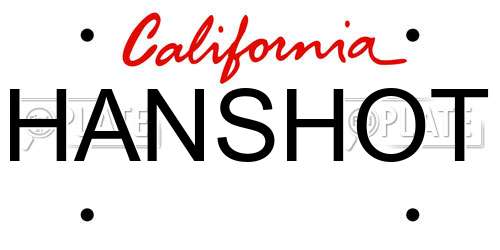 HANSHOT California License Plate