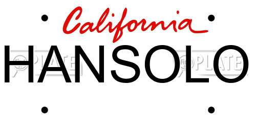 HANSOLO California License Plate