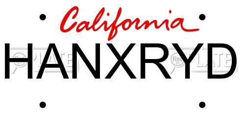 HANXRYD California License Plate