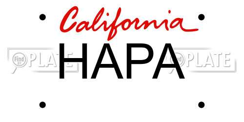 HAPA California License Plate