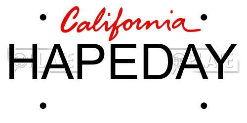 HAPEDAY California License Plate