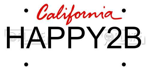 HAPPY2B California License Plate