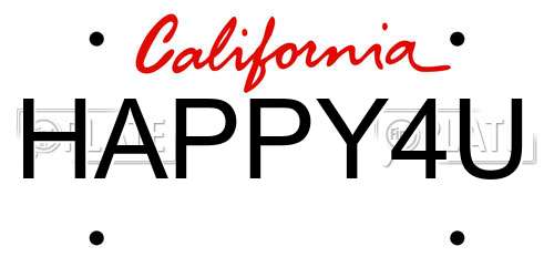 HAPPY4U California License Plate