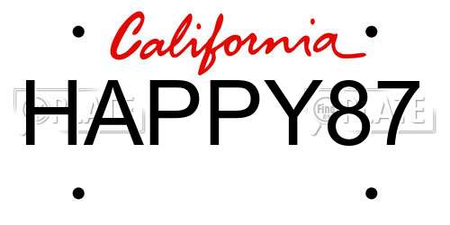 HAPPY87 California License Plate