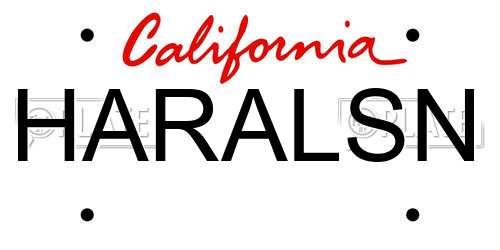 HARALSN California License Plate