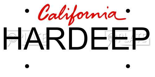 HARDEEP California License Plate