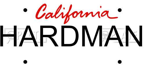 HARDMAN California License Plate