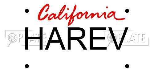 HAREV California License Plate