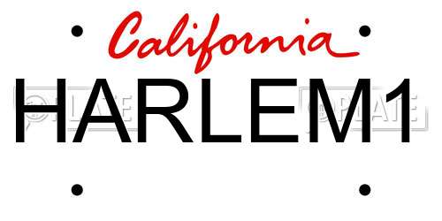 HARLEM1 California License Plate