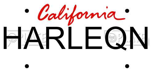 HARLEQN California License Plate