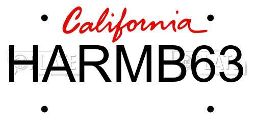 HARMB63 California License Plate