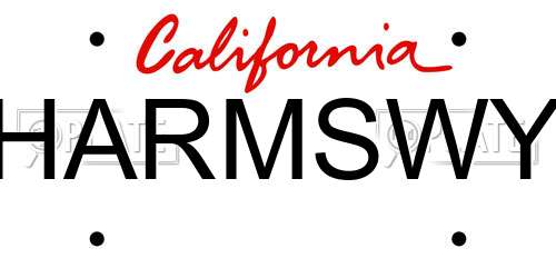 HARMSWY California License Plate