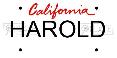 HAROLD California License Plate