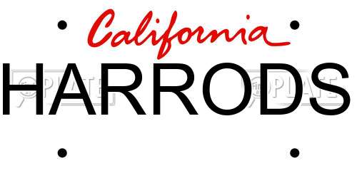 HARRODS California License Plate
