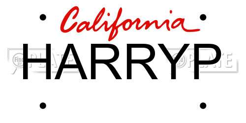 HARRYP California License Plate