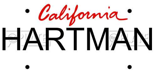 HARTMAN California License Plate