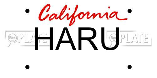 HARU California License Plate