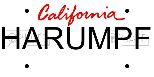 HARUMPF California License Plate
