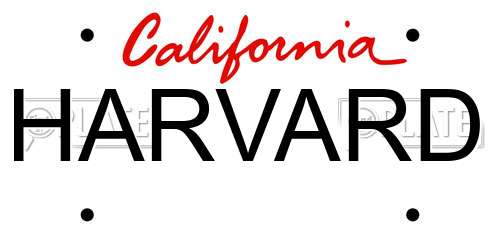 HARVARD California License Plate